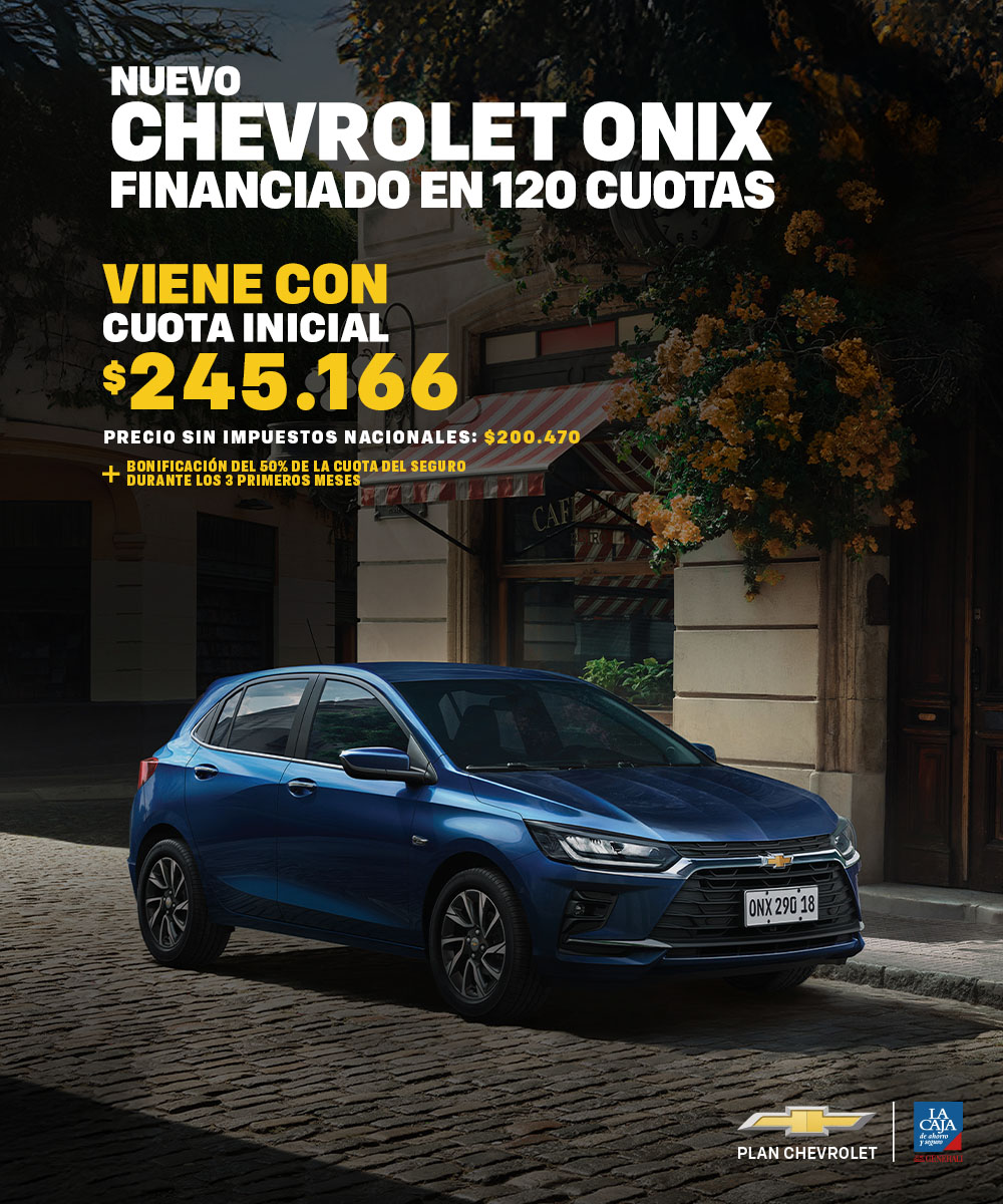 Nuevo Chevrolet Onix financiado en 120 cuotas