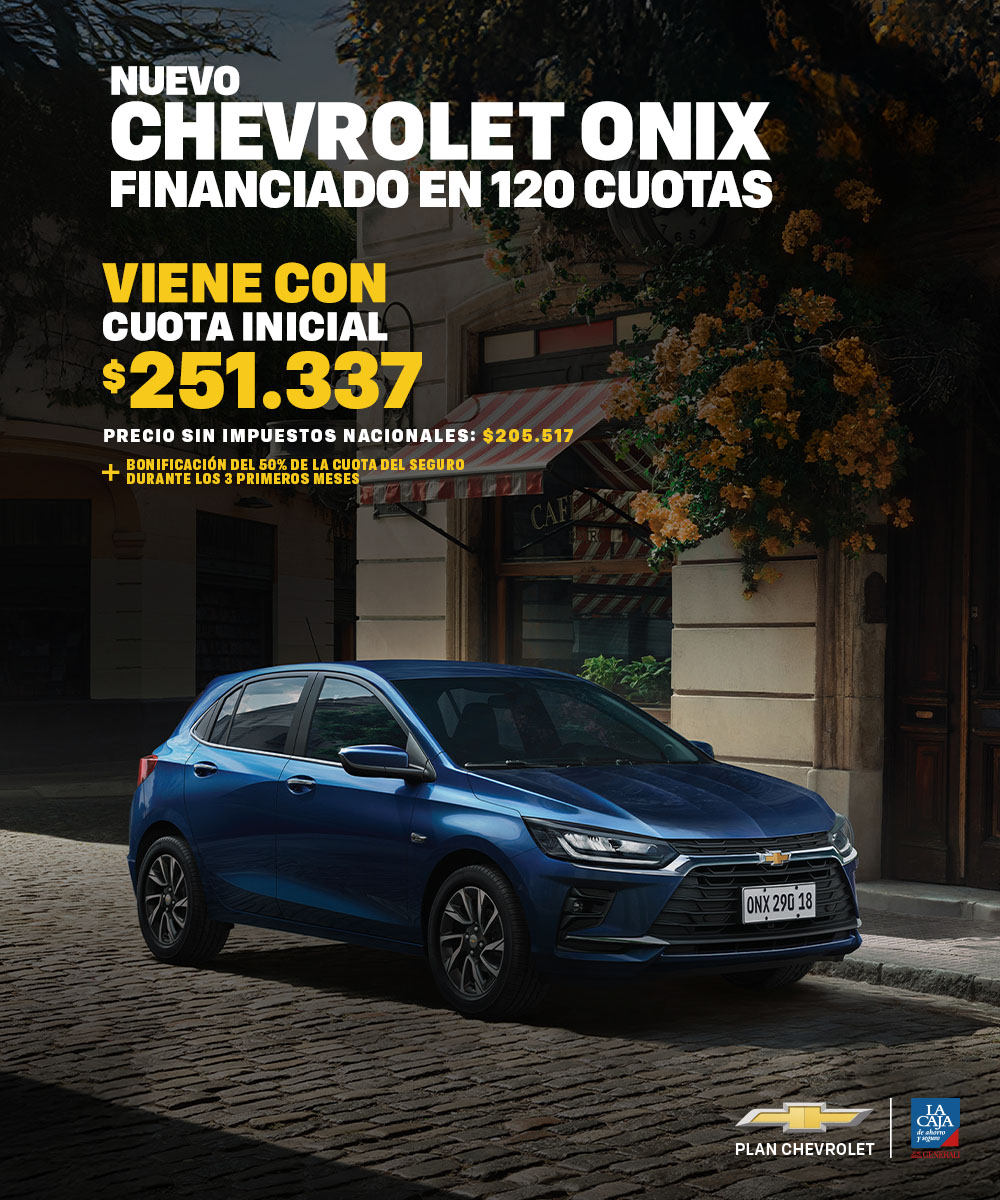 Nuevo Chevrolet Onix financiado en 120 cuotas