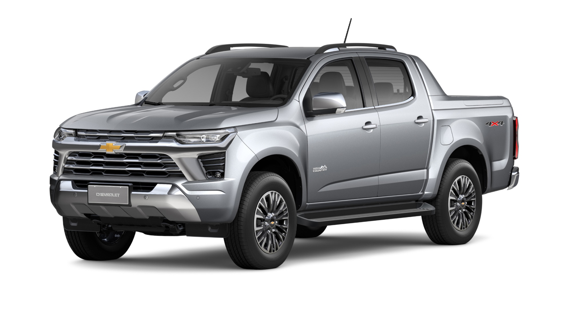 Vista de la Chevrolet S10 High Country en color plata sharkskin