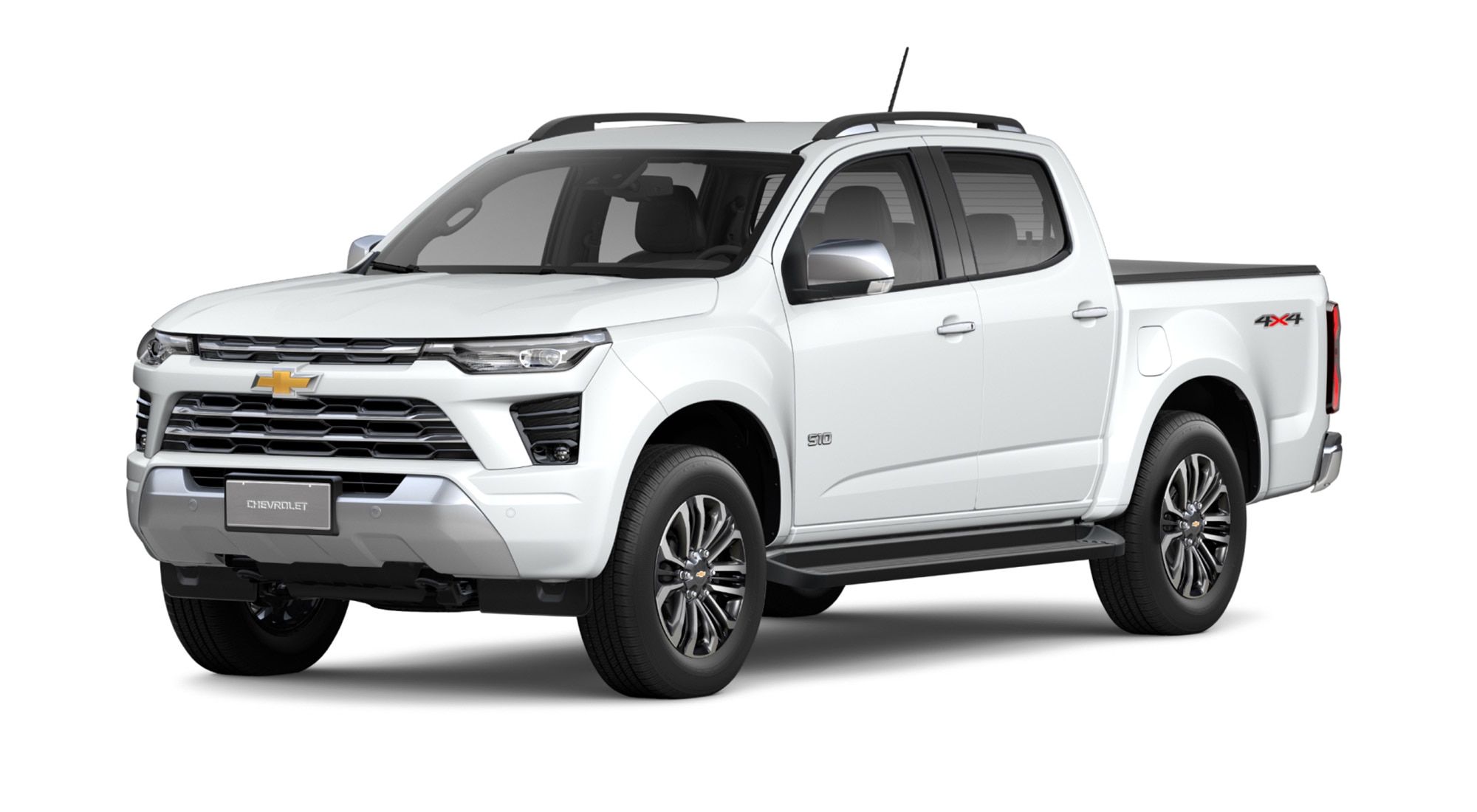 Vista de la Chevrolet S10 LTZ en color blanco summit