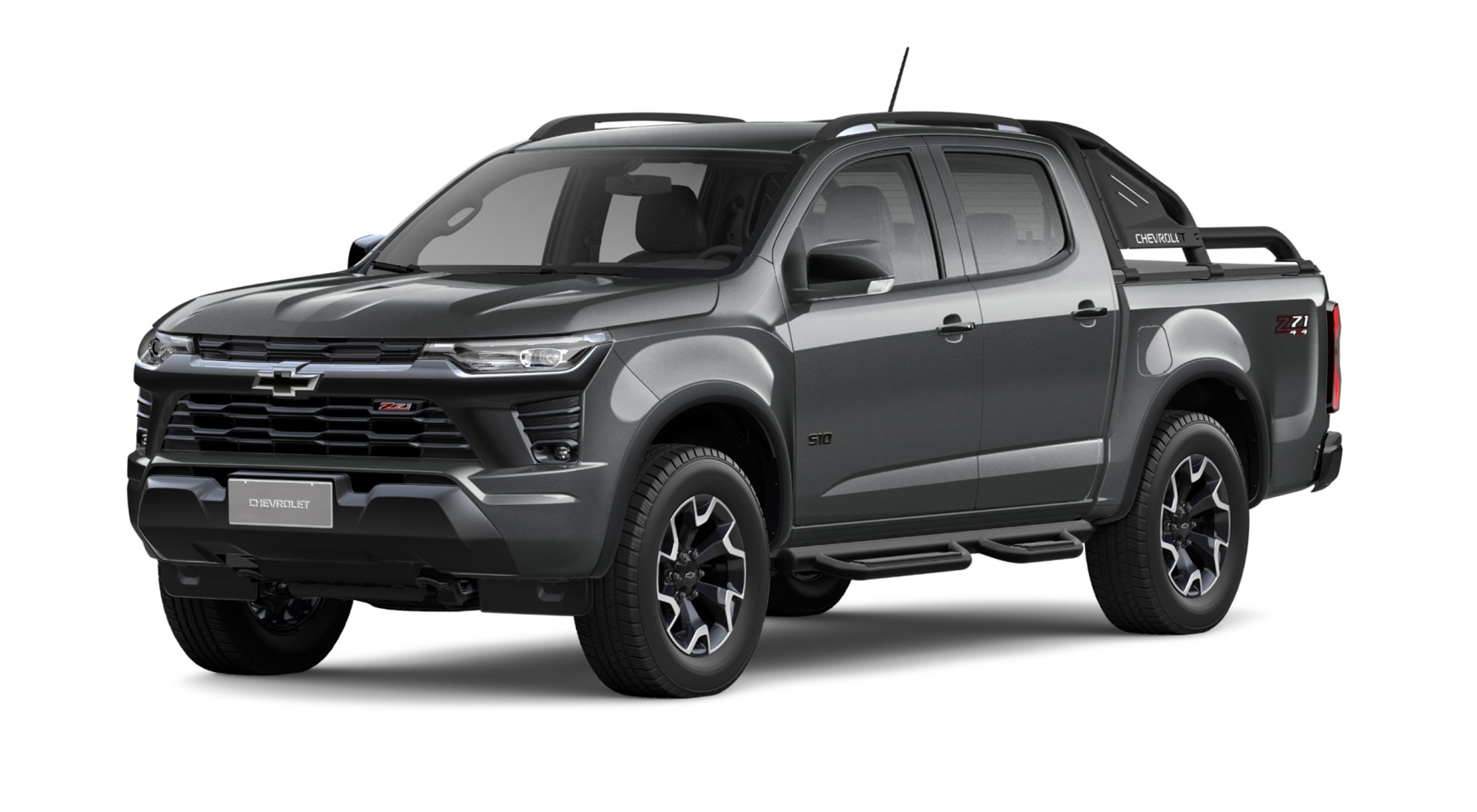 Vista de la Chevrolet S10 Z71 en color gris ambar