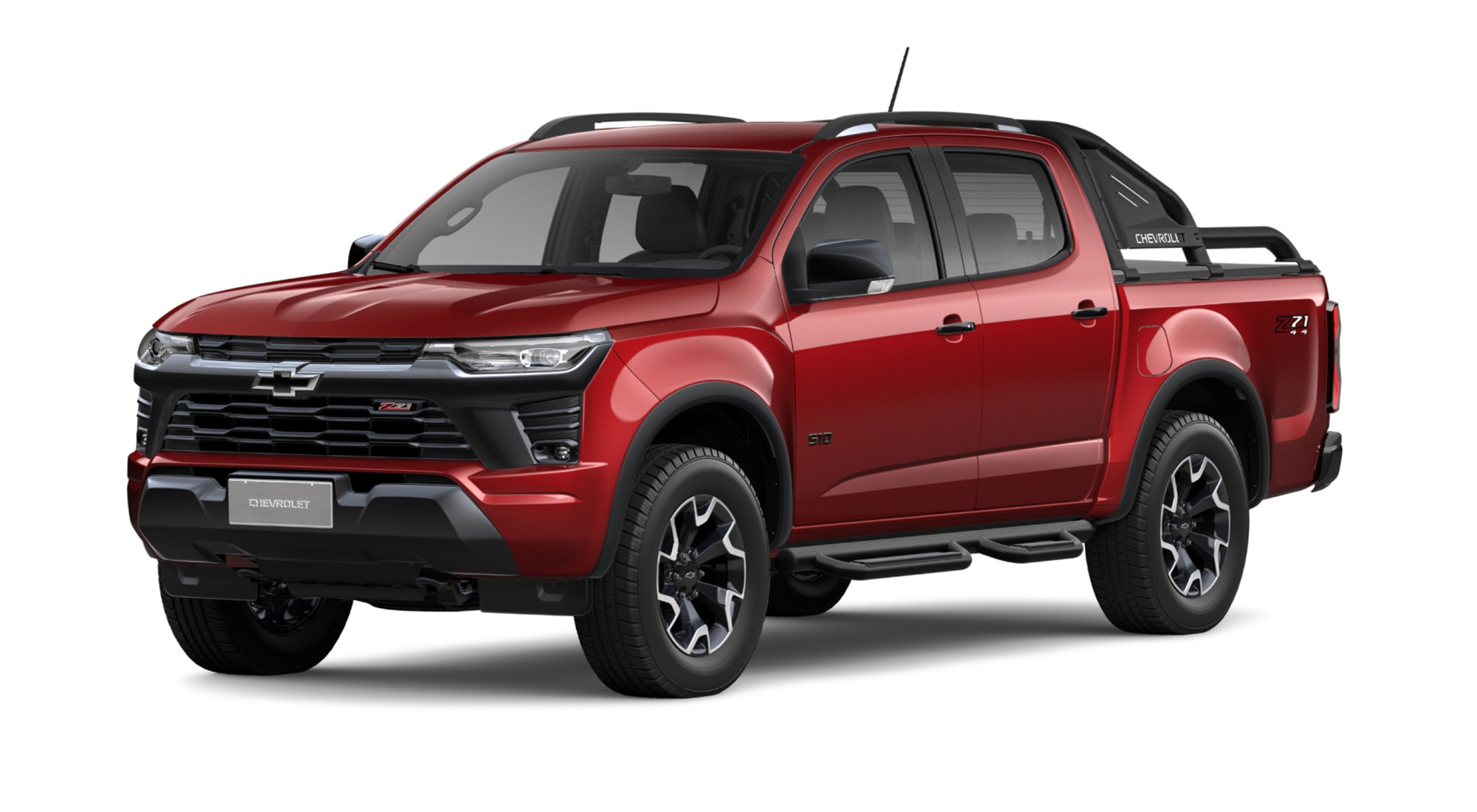 Vista de la Chevrolet S10 Z71 en color rojo jinx 