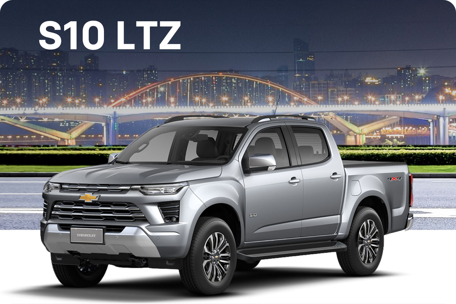 Chevrolet S10 LTZ color plata con diseño moderno y sofisticado, destacando su tecnología, conectividad y versatilidad para el día a día.